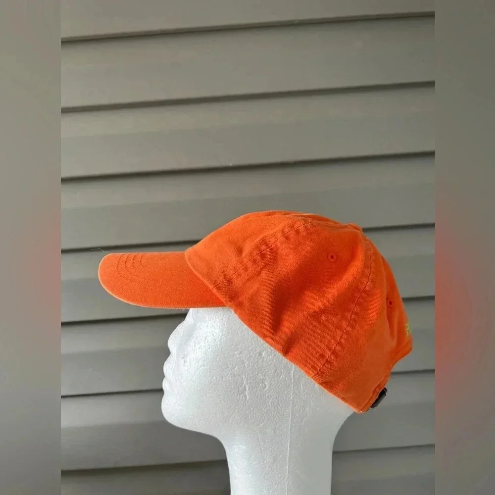 NWT- Vintage Polo Ralph Lauren Strapback Hat Cap Adjustable Orange Green Pony - Picture 3 of 10